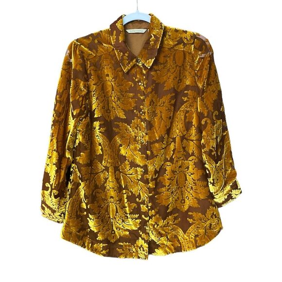 Soft Surroundings Button Down Floral Semi Sheer Blouse Women's Size XS - Picture 11 of 16